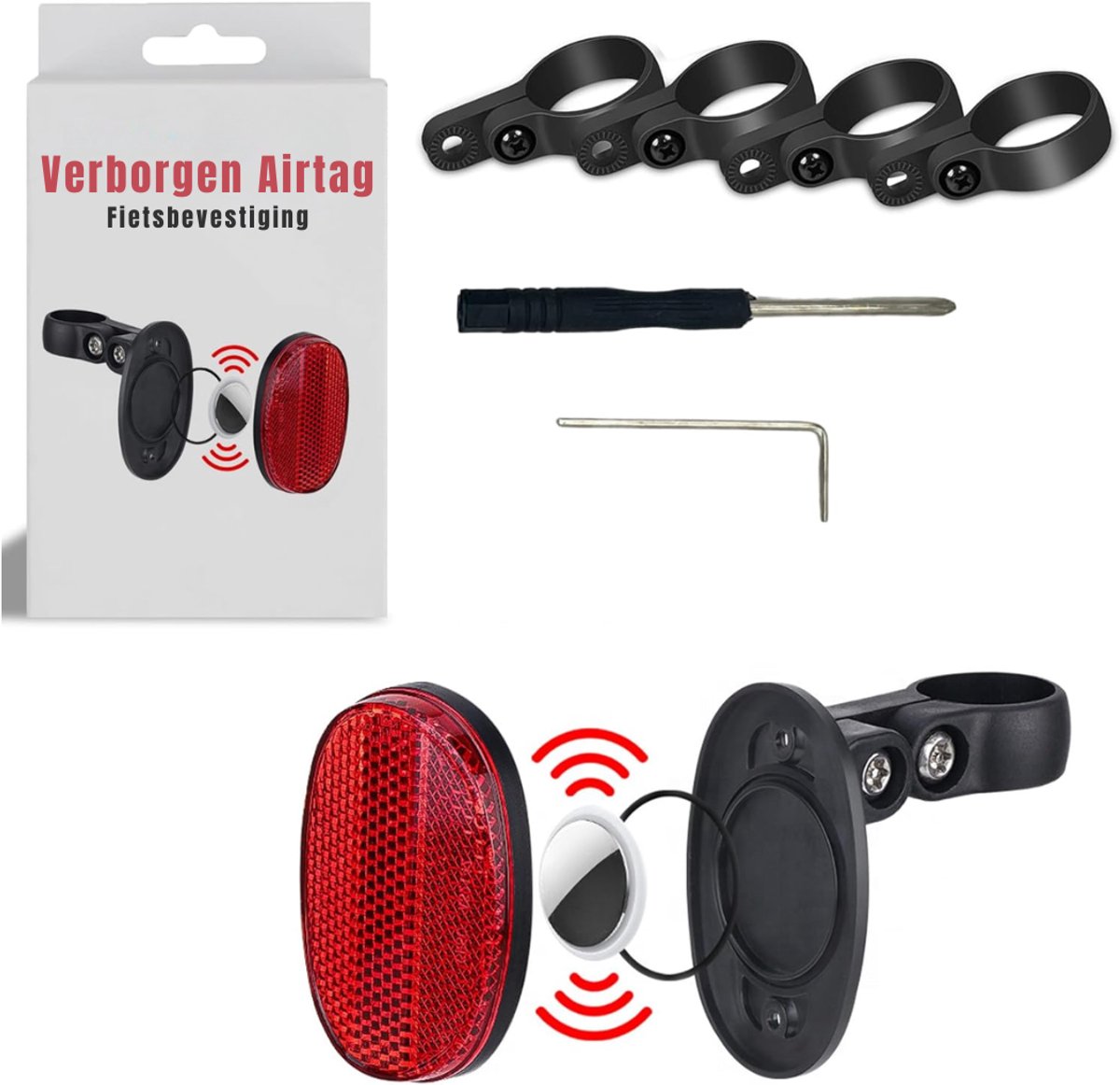 DEXO® Gps Tracker Fiets - Gps Tracker Zonder Abonnement - Volgststeem - met de EASY FINDER 4G - Rood - 5cm x 5cm x 2cm