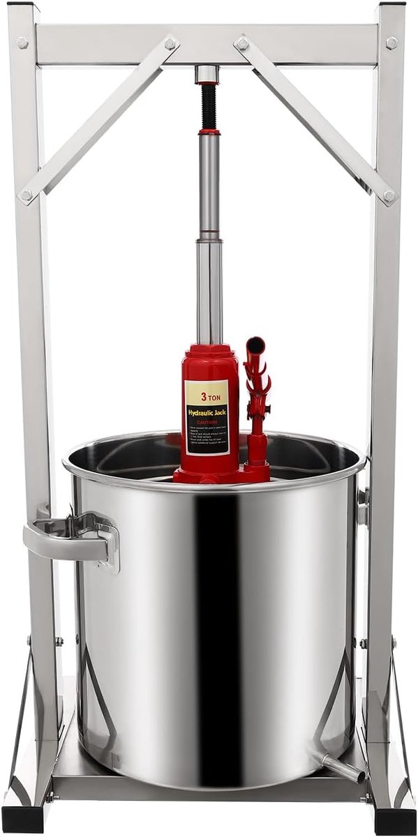 Fruitpers - Wijnmaker - Huisgemaakte Sap - Hydraulisch Systeem - 22 Liter - Zilver