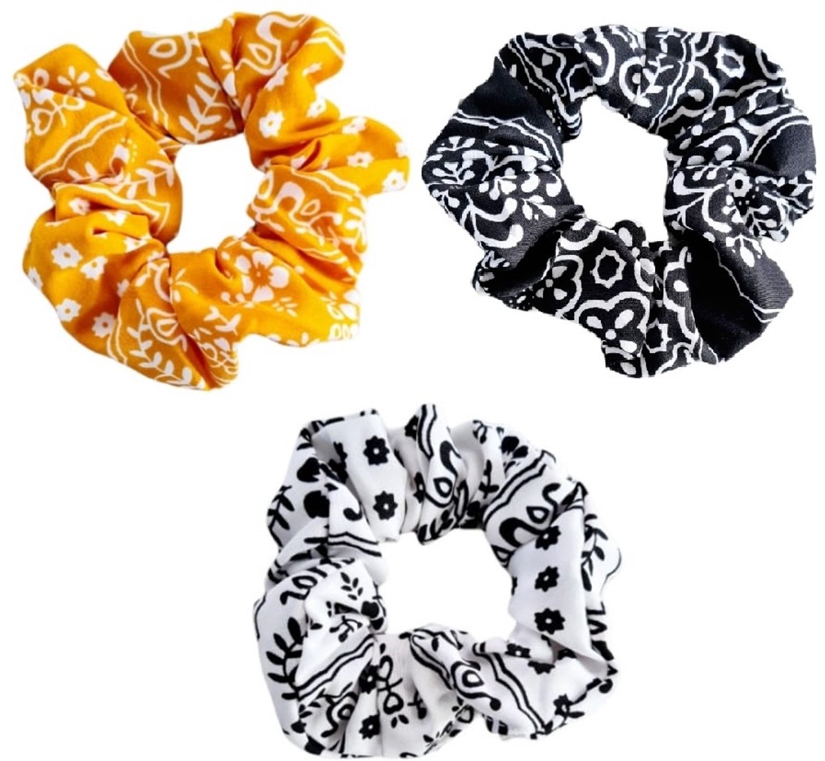 Haar accessoire Scrunchie Paisley- scrunchy 3 stuks- Gebloemd haarelastiekje vrouwen |Dames|Meisjes