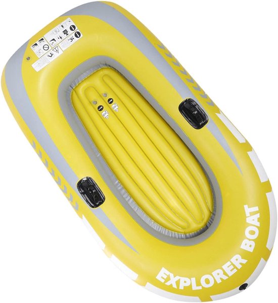 Opblaasbare Kajak - Roeiboot Kano - Waterpret Vissen - Dubbele Klep Ontwerp - 114 x 188 cm - Geel — afbeelding 2