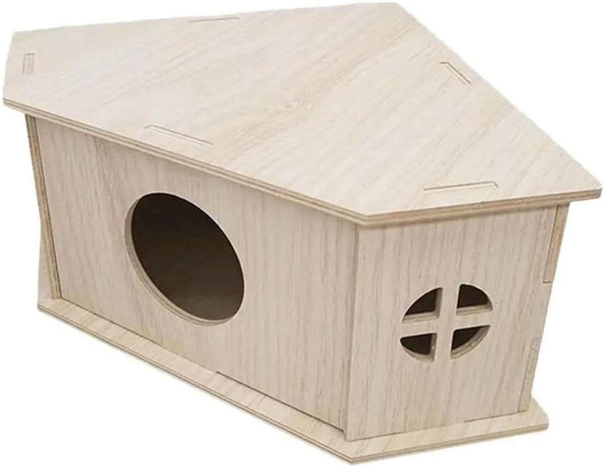 Egelhuisje Buiten - Schuilplaats Dieren - Leefruimte Kleine Dieren - Stabiel Natuurlijk Hout - 25x12x6.5cm - Houtkleur
