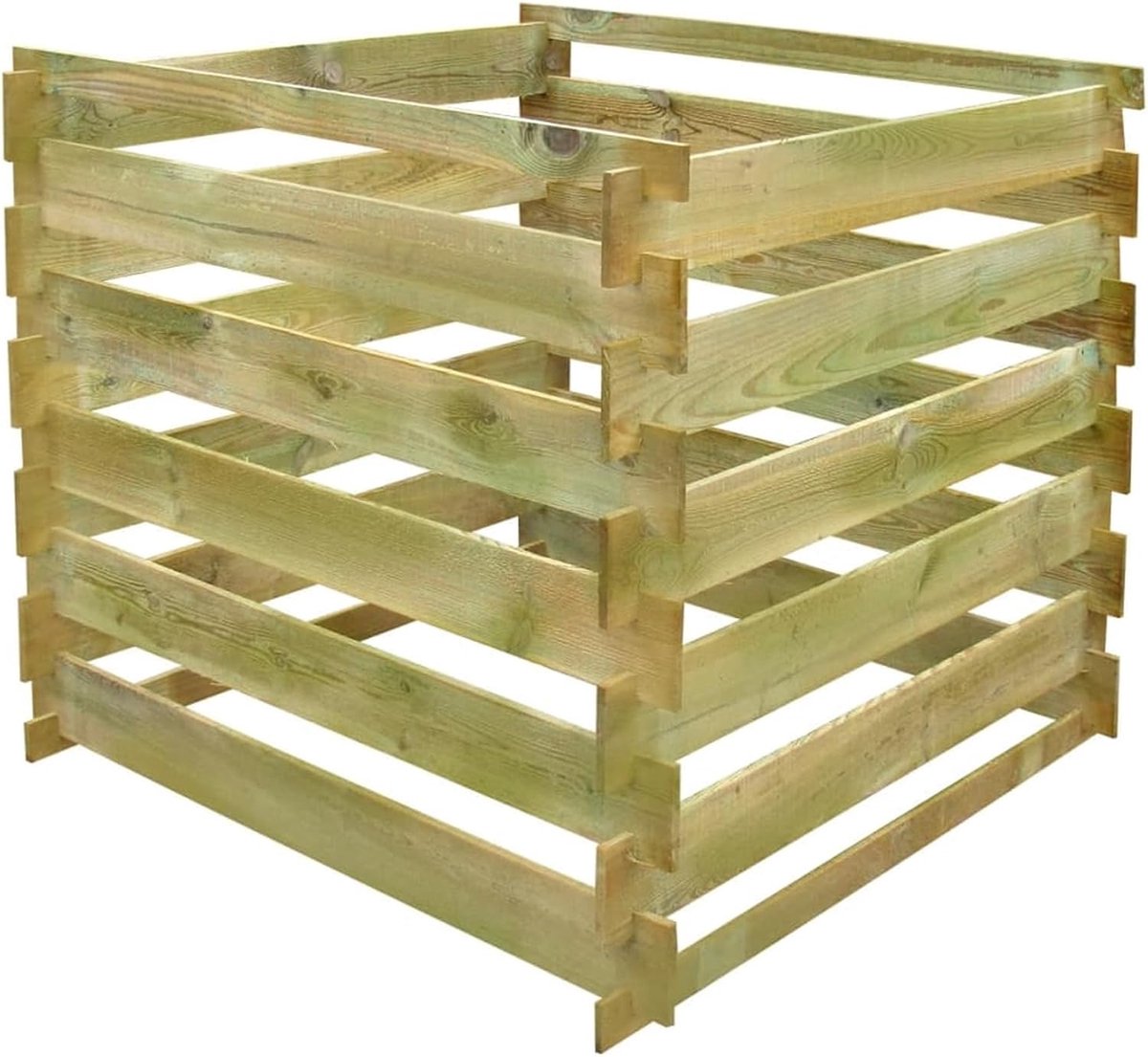 Compostbak Tuin - Afvalbak Organisch - Tuinafval Verwerken - Goede Luchtdoorstroming - 90x90x85 cm - Houtkleur
