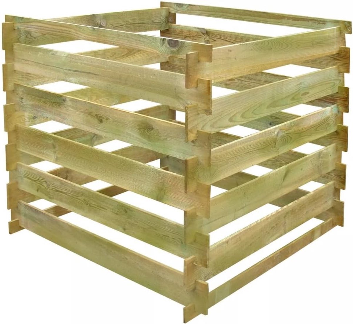 Houten Compostbak - Afvalbak Tuin - Composteren Tuinafval - Goede Luchtcirculatie - 90x90x85 cm - Groen