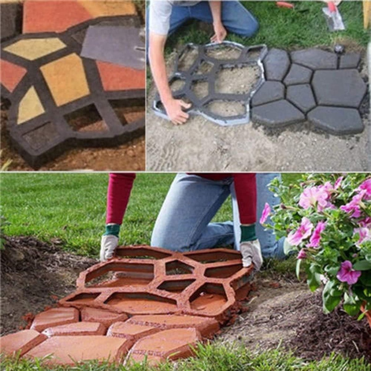 Betonmaler - Padmaker Stenen - Tuin Bestraten - Herbruikbare mal - Groot formaat - Zwart