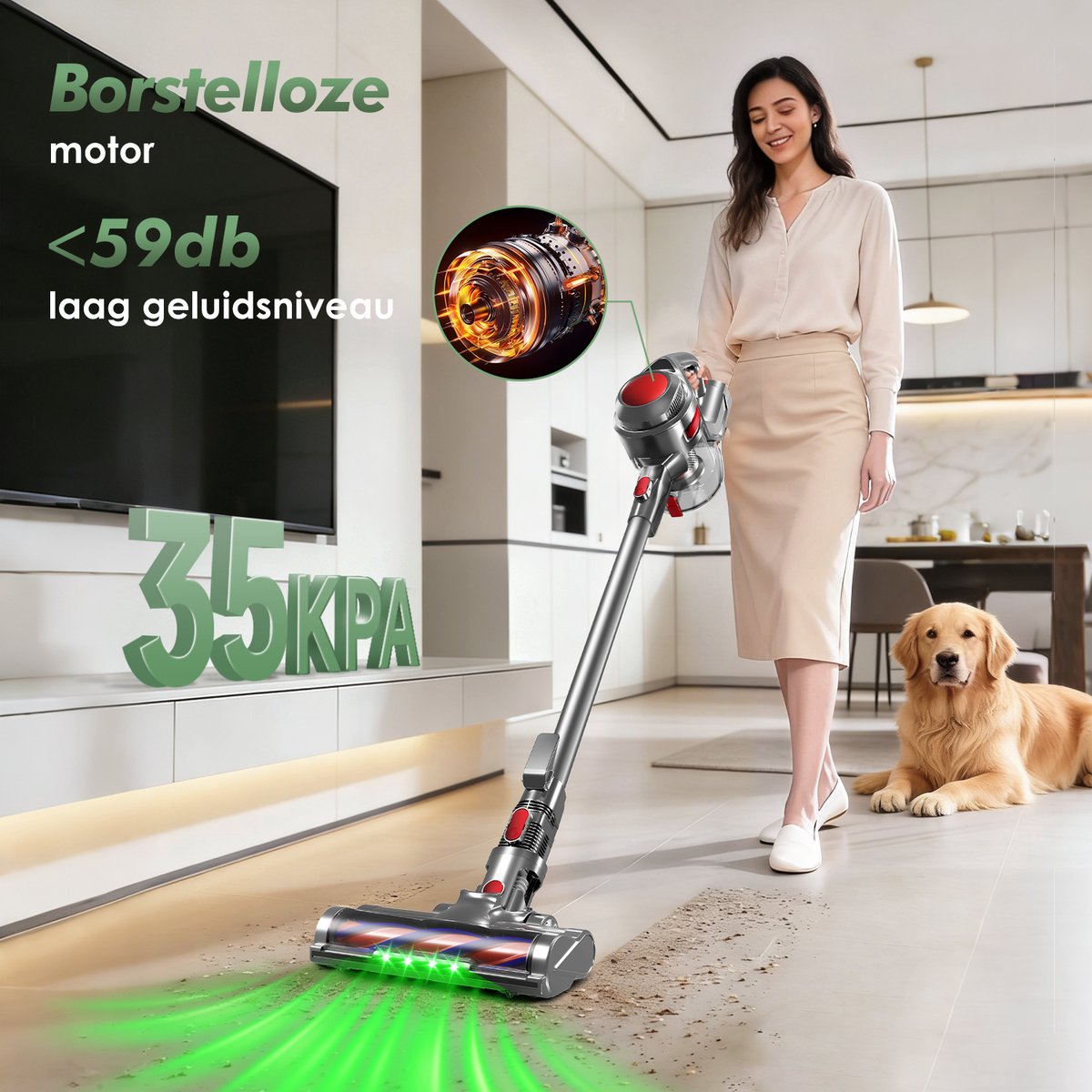 Hiaonyx Steelstofzuiger Draadloos 30000pa met LED - afbeelding 3