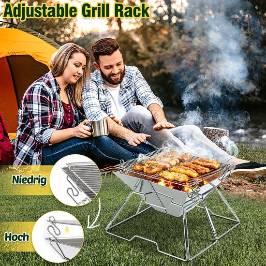 Eenvoudige Houtskool BBQ - Opvouwbare Barbecue met Snelle Montage en Regelbare Hoogte — afbeelding 3