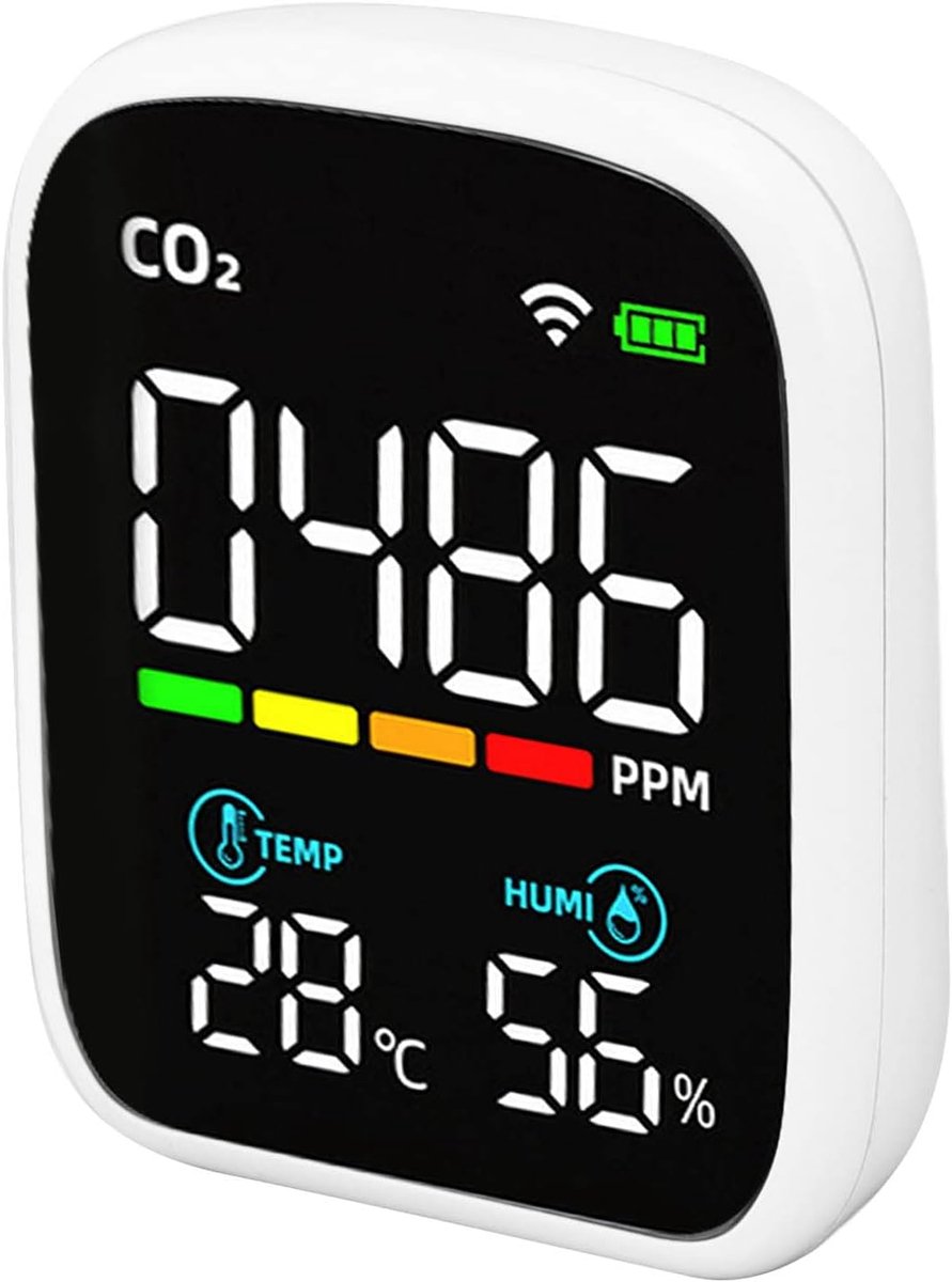 Luchtkwaliteit Monitor - CO2 Meter - Binnenklimaat Controleren - NDIR Sensor Wifi - 14 x 11 x 4 cm