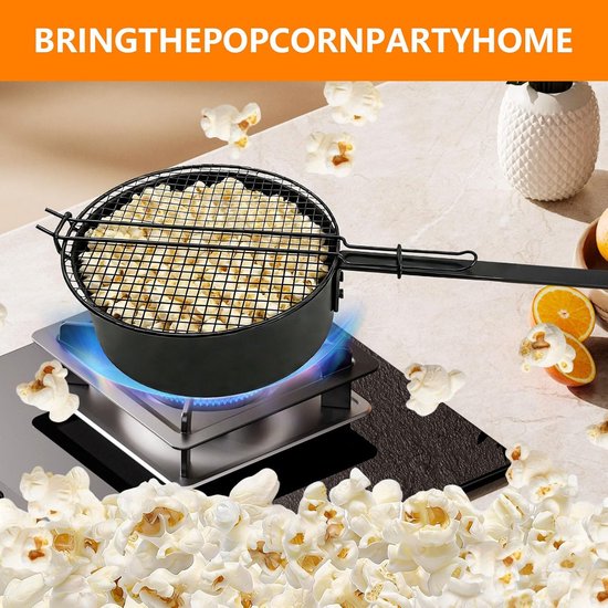 Popcornpan Kampvuur - Outdoor Pan - Verse Popcorn Maken - Lange Handgreep - 69 cm Lengte - Zwart — afbeelding 5