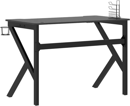 Gaming bureau - Computer tafel - Optimaal gamen - K-frame stabiliteit - 110 x 60 x 75 cm - Zwart rood — afbeelding 4