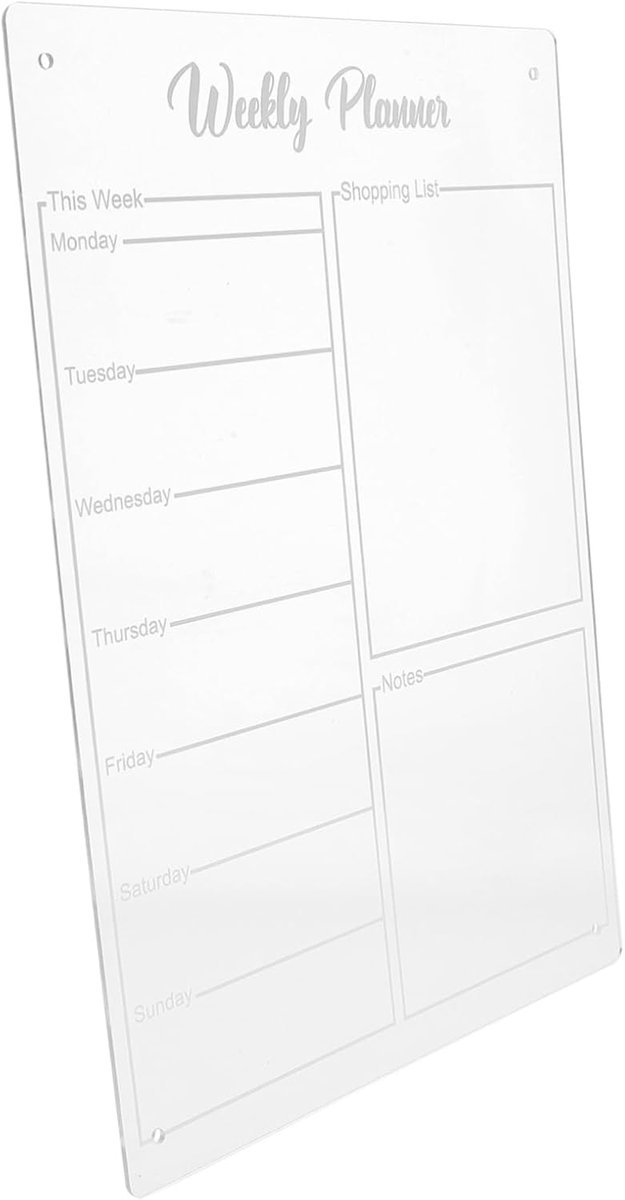 Koelkast Kalender - Weekplanner Prikbord - Dagelijkse Planning - Magnetisch Acryl Ontwerp - 29.7 x 21 cm - Transparant