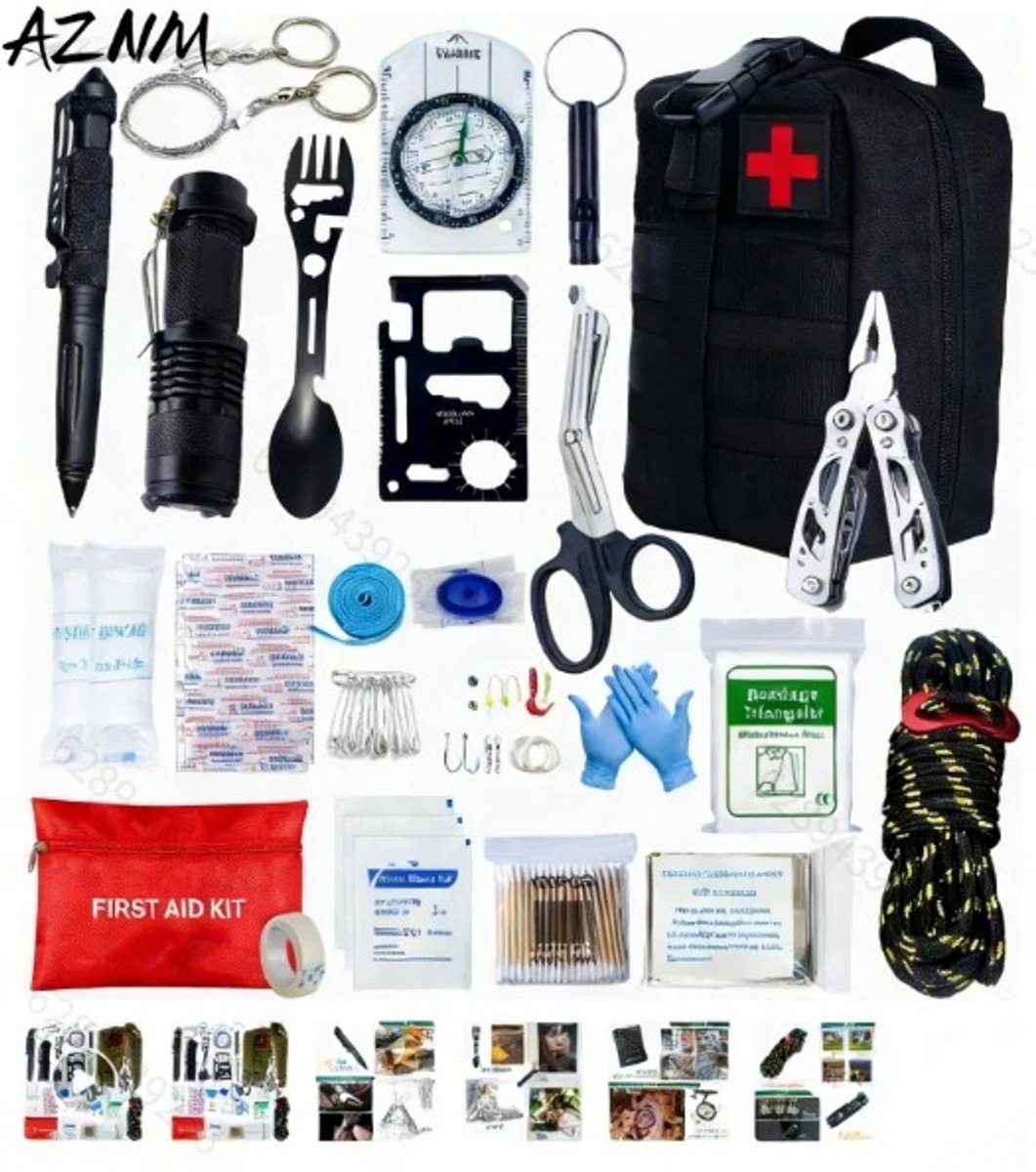 Zolara Noodpakket Survival Kit - Complete EHBO Set - Tactische Rugzak - Zaklamp & Multitool voor Outdoor, Auto & Noodsituaties - Survivalset