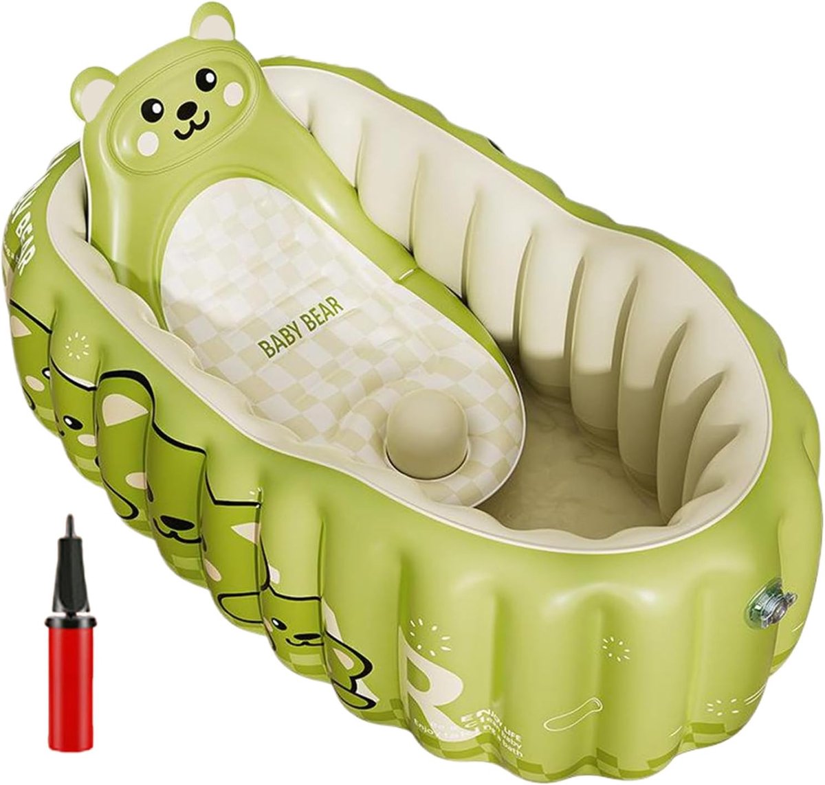 Opblaasbaar Babybad - Peuterbad Opvouwbaar - Veilig Baden Thuis - Inclusief Pomp Badmat - 90x58cm Buitenmaat - Veelkleurig