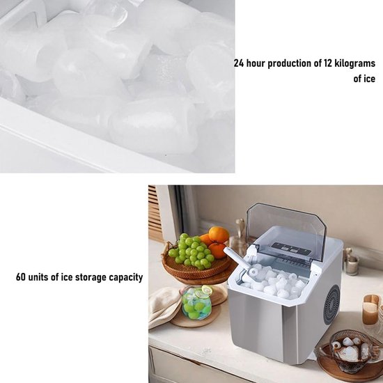 IJsblokjesmachine Aanrecht - Automatische Ijsmaker - Snelle IJsvorming - Stille Werking - 35 x 33 x 28 cm — afbeelding 3