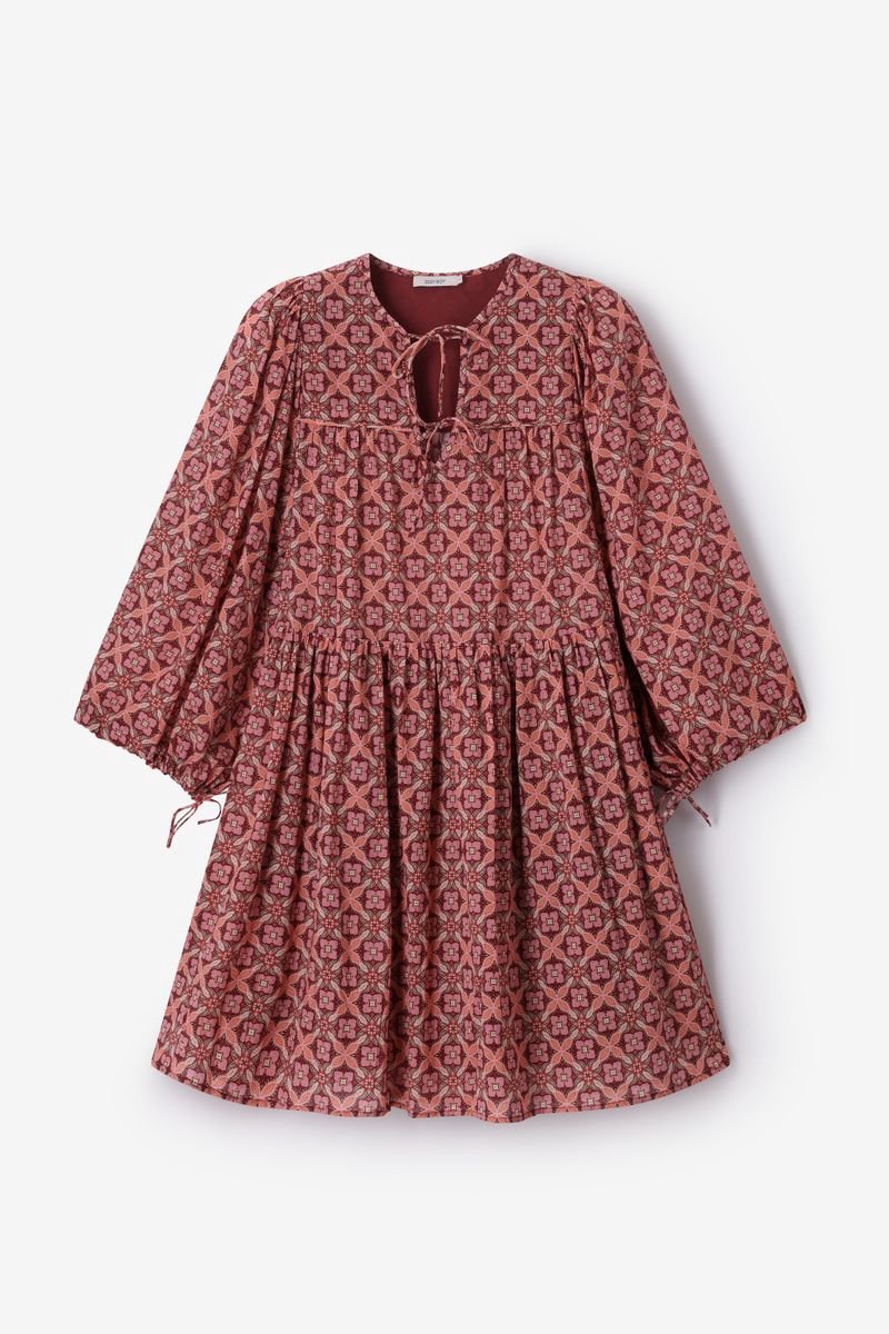 Sissy-Boy - Donkerrode midi jurk met print