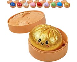 Mystery Dumplings Squishy - Gigantische Glitterknoedel - Schattige Glitter Knoedel Squishy - Anti-stress Knijpspeelgoed - Knot met Voedselstomer - Zachte, Langzame Squishy Dumplings Om Angst Te Verminderen - Goud