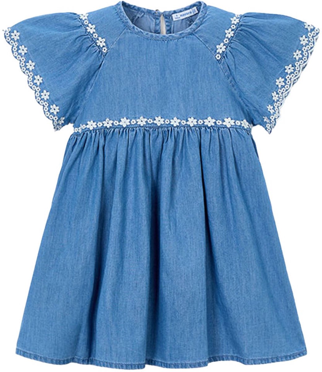 Mayoral - Embroidered dress Medium - Blauw - Maat 122
