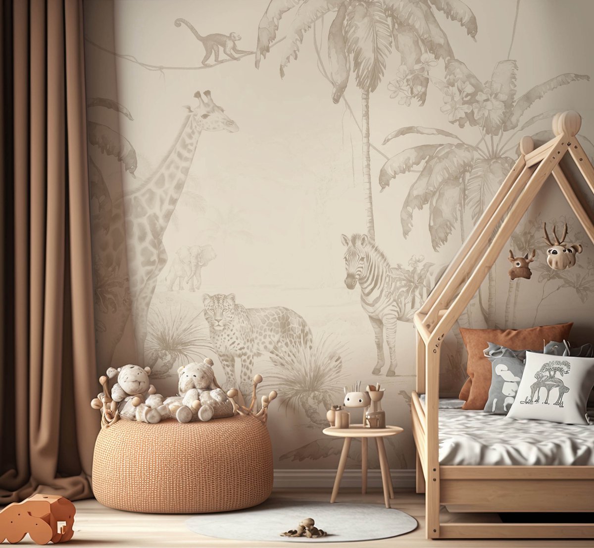 Whymsical Wildlife Neutral 300cm breed x 280cm hoog