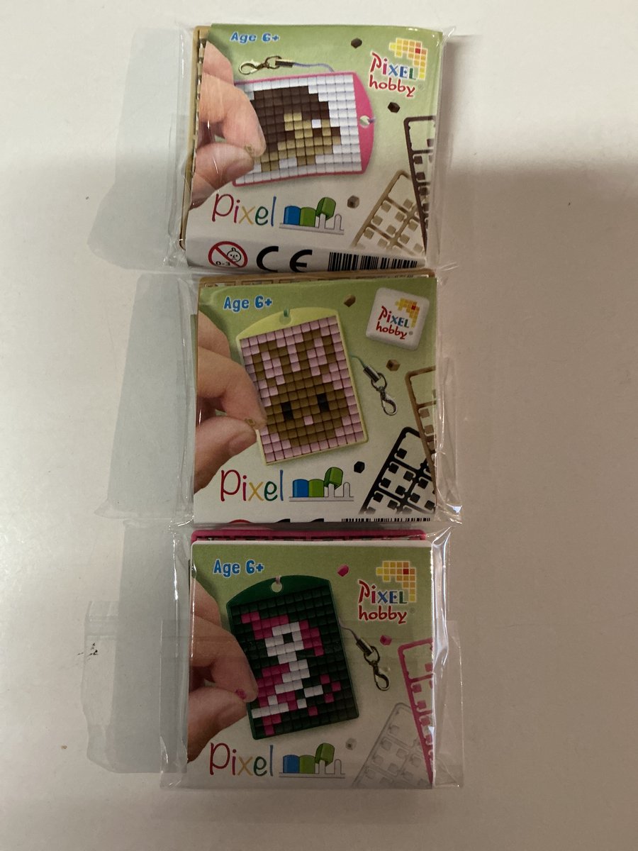SET 3 PIXELHOBBY MEDAILLONS EGEL-KONIJN-PAPEGAAI