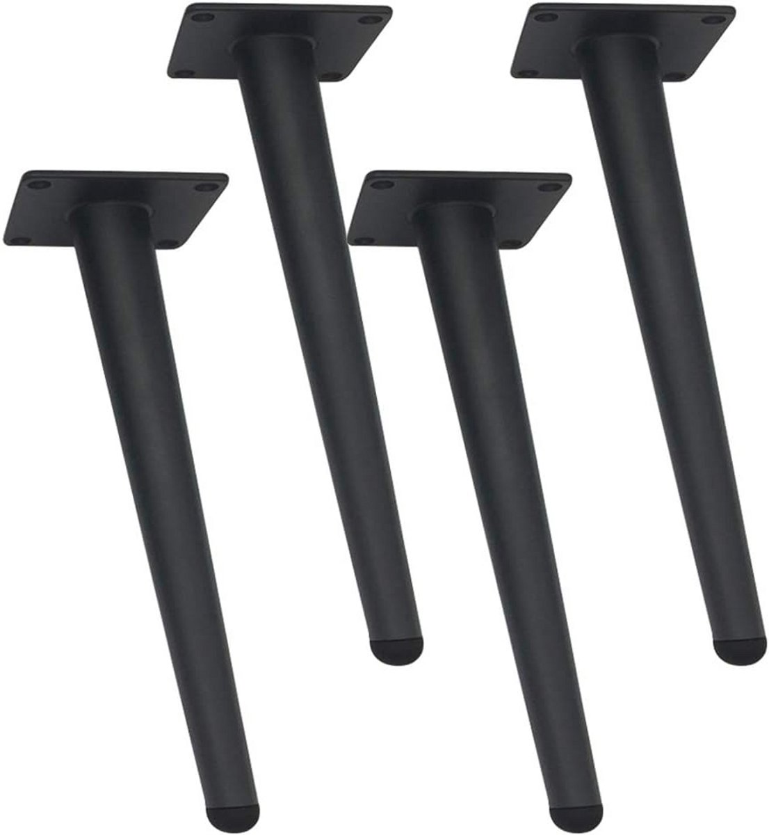 Set van 4 Zwarte Metalen Meubelpoten Schuin Hoekig IJzer 15 cm - Vervangende Poten voor Ba
