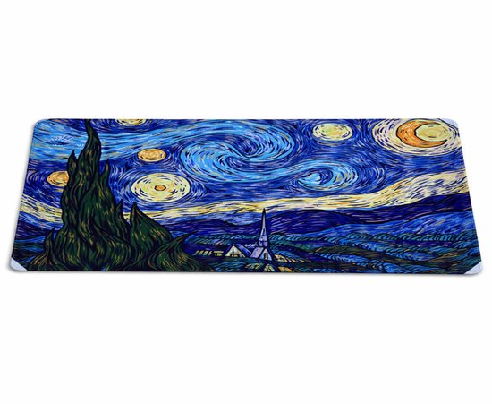 Techidna - Muismat XXL - Sterrennacht print - 40 x 79 cm - Grote blauwe muismat