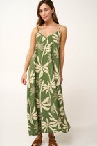 Vamp Longue robe d'été avec imprimé palmette – Robe maxi aérée avec bretelles spaghetti – Vert - M