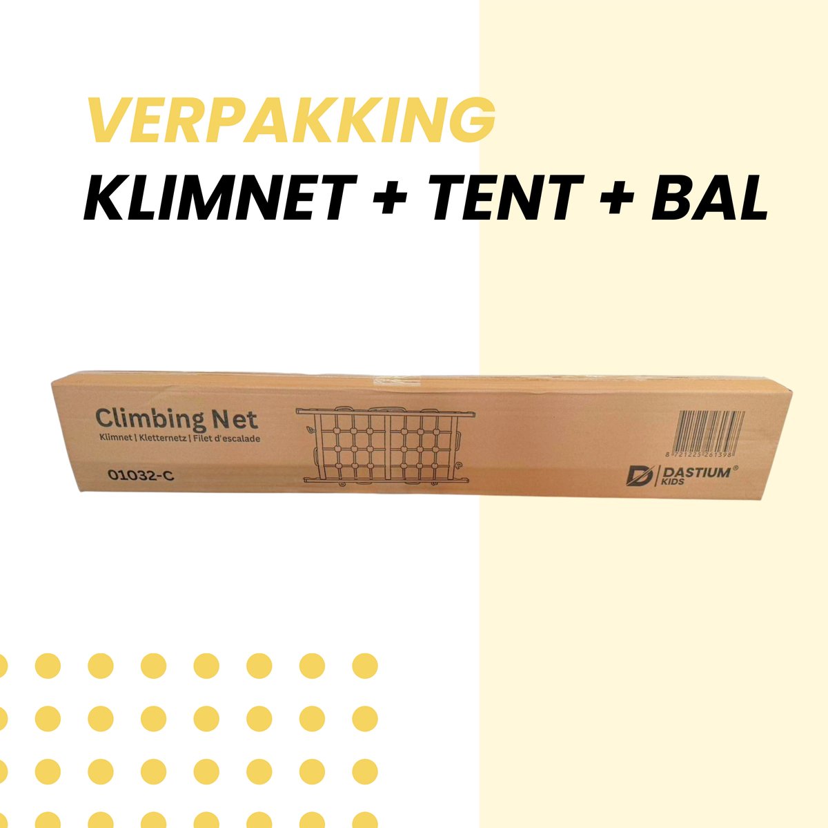 Dastium Kids Add-on - Klimnet voor Dastium Klimrek - Tipi Tent - Pluche Bal - Montessori Speelgoed - Naturel — afbeelding 4