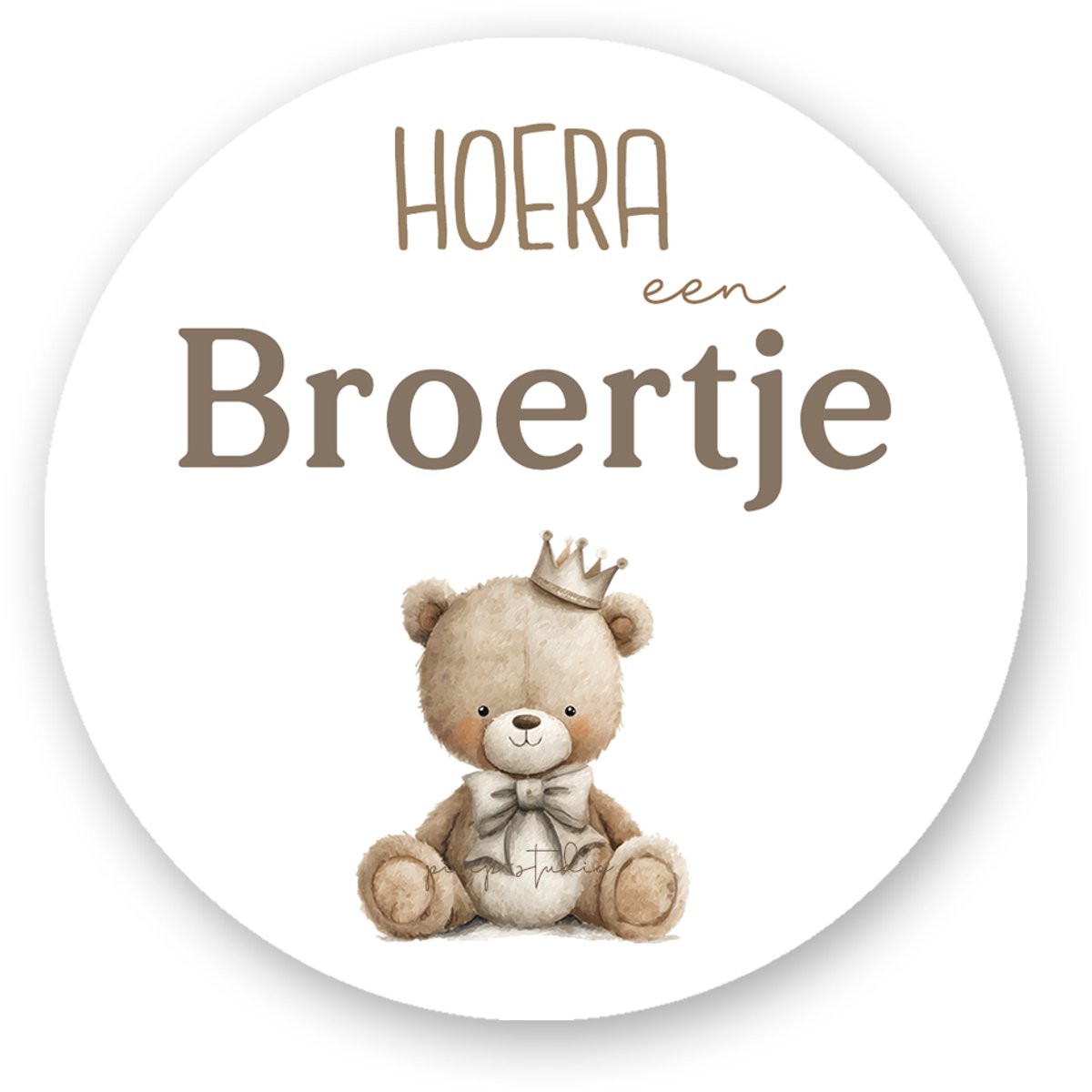 25x Hoera een Broertje Sticker met Beertje en Kroontje – Geboorte Sluitsticker – 40 mm