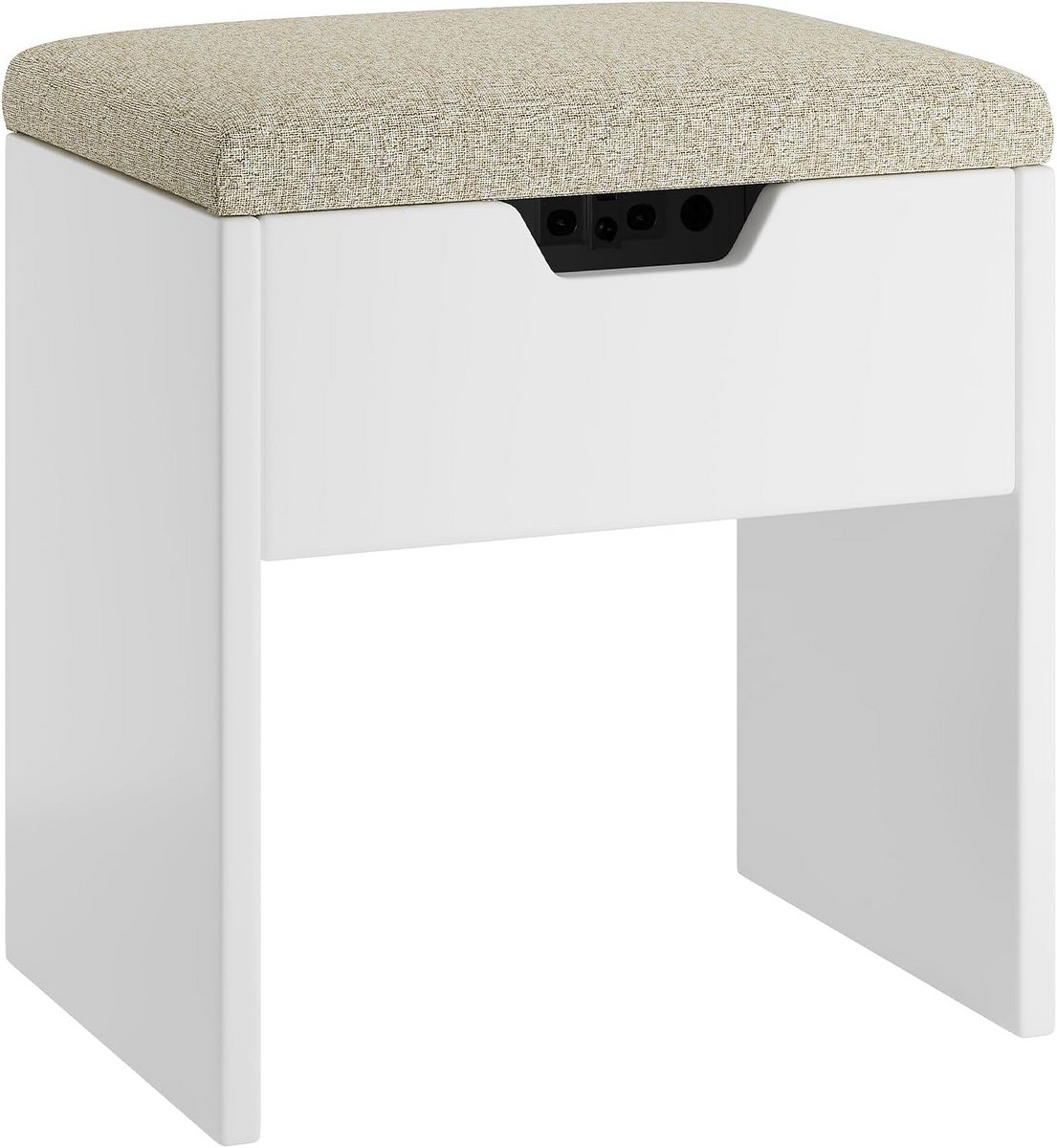 Elegante Poef Met Opbergruimte voor Make-up en Slaapkamer - Wit 38 x 30 x 41 cm