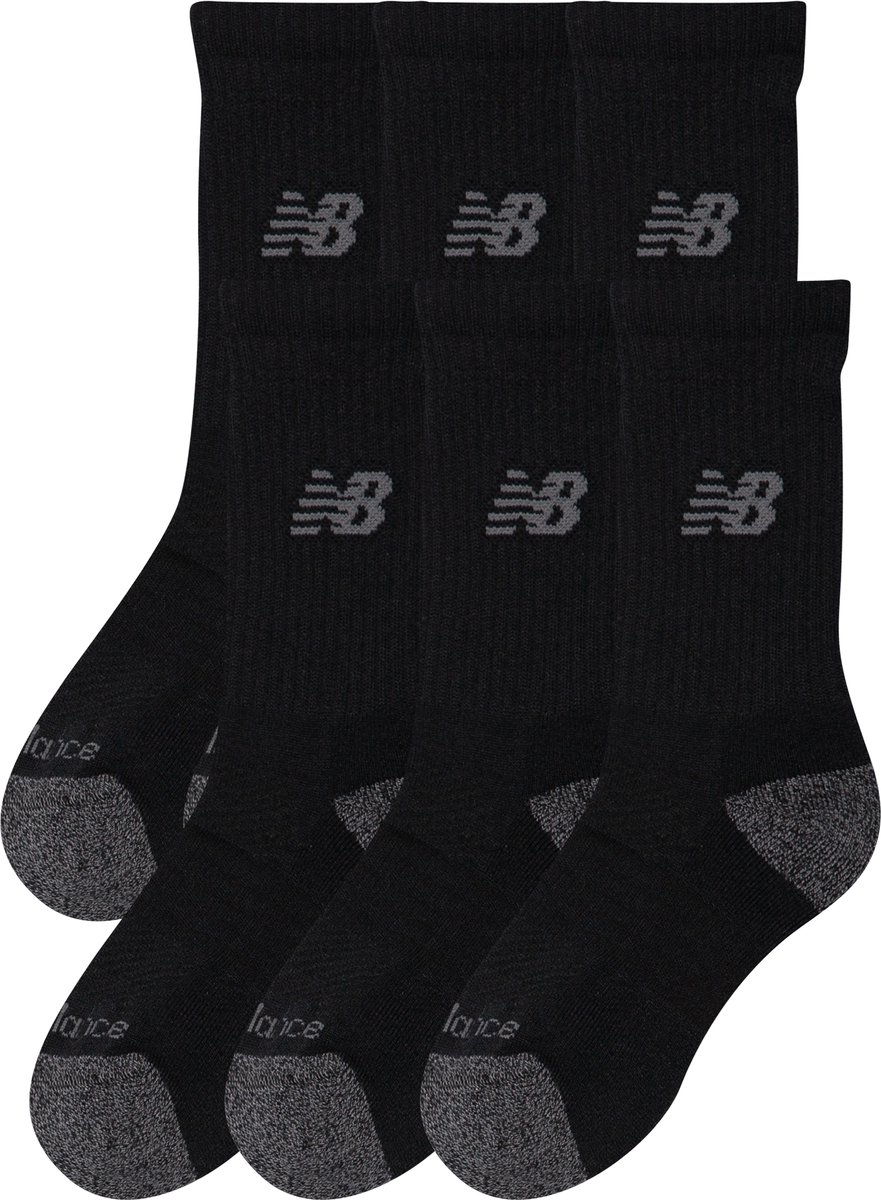 New Balance Active Crew Socks 3 Pack Unisex Sportsokken Zwart