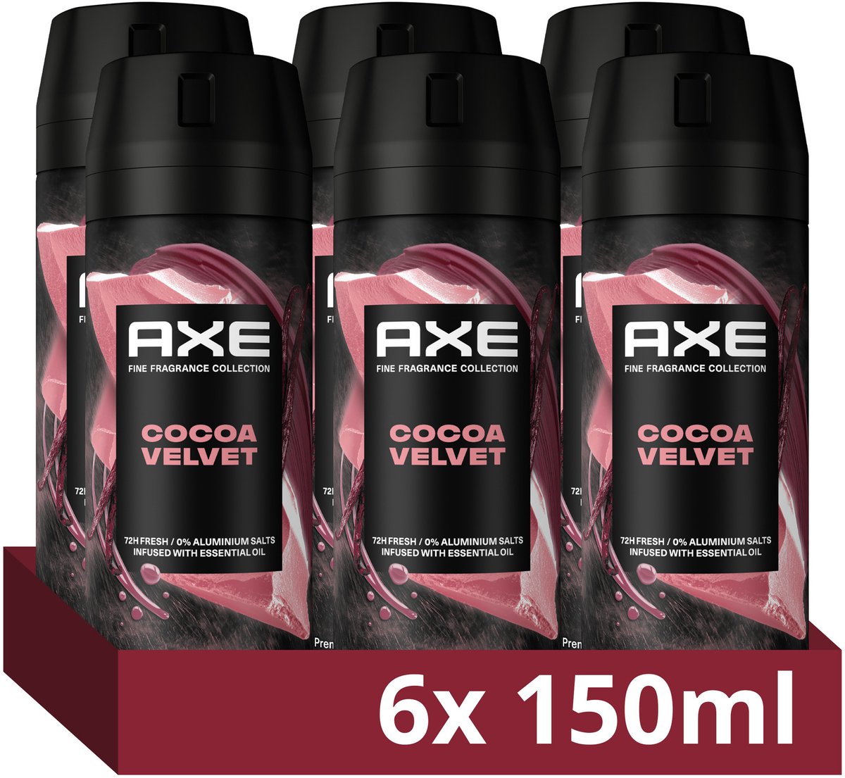 AXE - Premium Deodorant Bodyspray - Fine Fragrance Collection - Cocoa Velvet - 6 x 150 ml - Voordeelverpakking