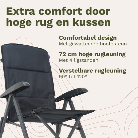 TRVLMORE Campingstoel Luxe - Opvouwbaar - 150KG Draagvermogen - Incl. Draagtas - Klapstoel - Kampeerstoel - Vouwstoel - Grijs van Merkloos — afbeelding 2