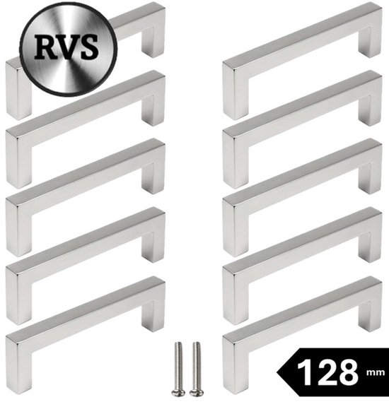 10 X MSQDESIGN Handgrepen RVS - Boormaat 128mm - zilvere Handgreep voor