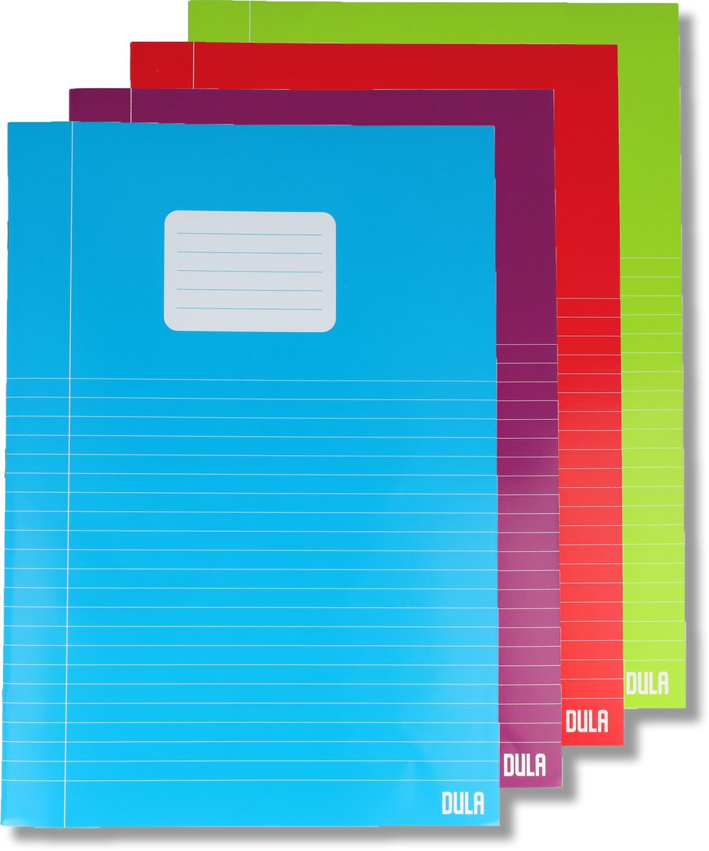 Schriften A4 formaat Lijn - Vrolijk gekleurd - 5 pak - Schoolschrift gelijnd - DULA