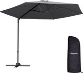 LifeGoods Zweefparasol - Ø294 cm - One-push Systeem - Waterdicht - met Hoes - Antraciet