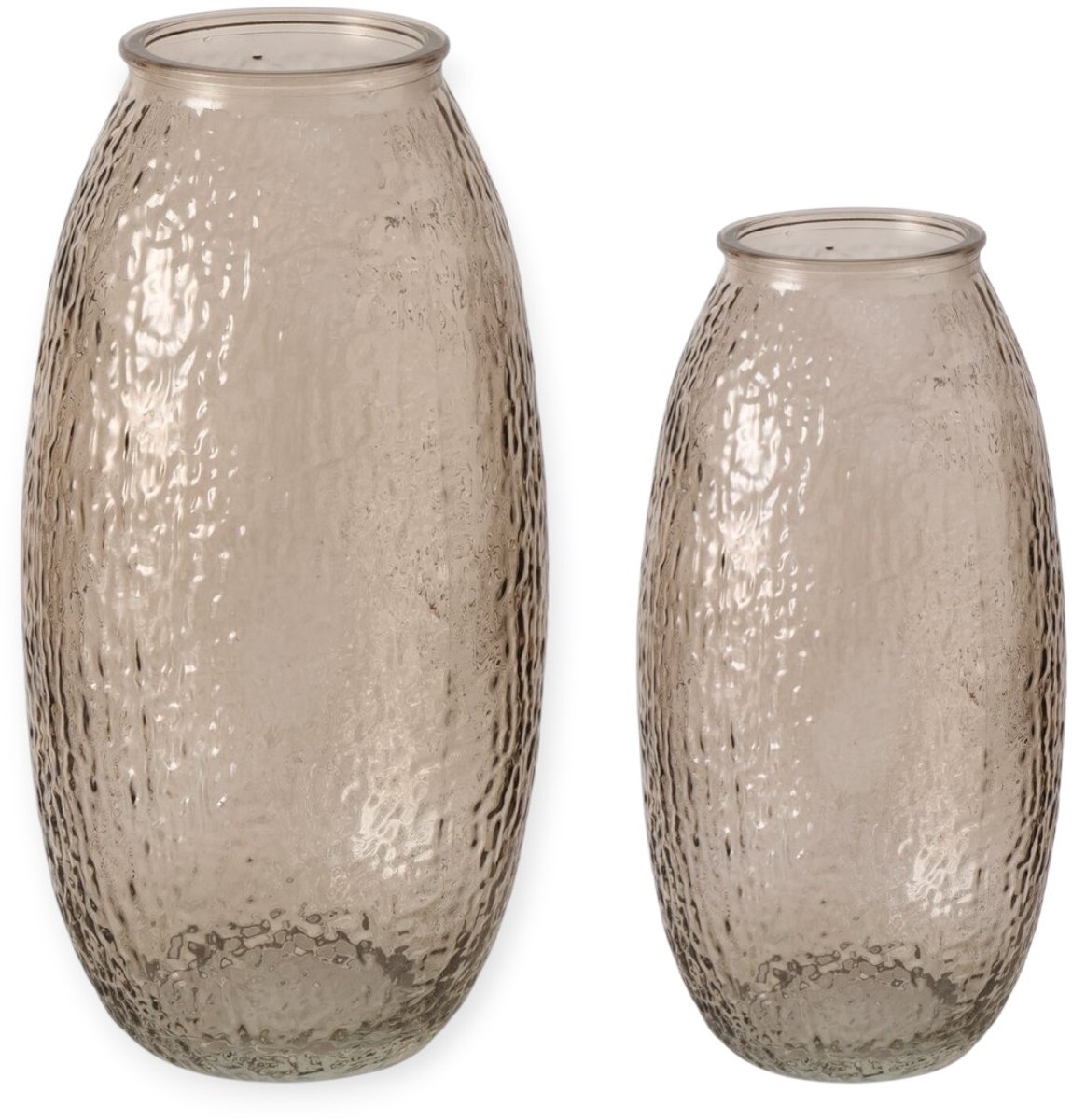 Boltze - Vaas - Bloemenvaas - Set van 2 - Glas - Beige Bruin - 20 en 24cm hoog