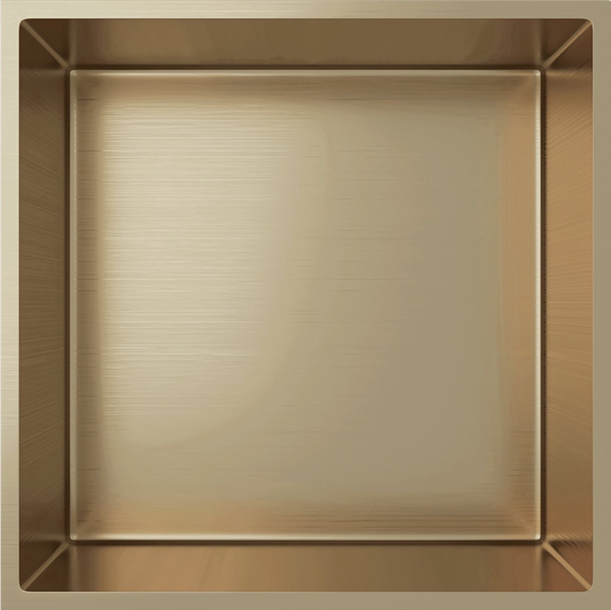 H&F Inbouwnis Geborsteld Goud 30x30x7 cm – Douchenis – Luxe Badkamer Wandnis – Gouden Inbouwrek Douche