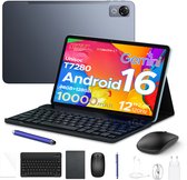 Aorlym P12 - Tablet - 48 GB RAM (8+40 GB) - 128 GB ROM (2TB/TF) - 12 inch 2K 120 Hz IPS - Android 16 - 10000 mAh /18 W - T7280 OctaCore - Dubbele camera - WiFi 5 - Bluetooth - Face ID - Toetsenbord - Stylus meegeleverd - Grijs