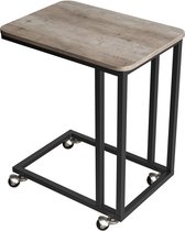 VASAGLE - Bijzettafel - Bijzettafeltjes Woonkamer - Met Wielen - C-vormige Salontafel - Mobiel voor Bank en Laptop