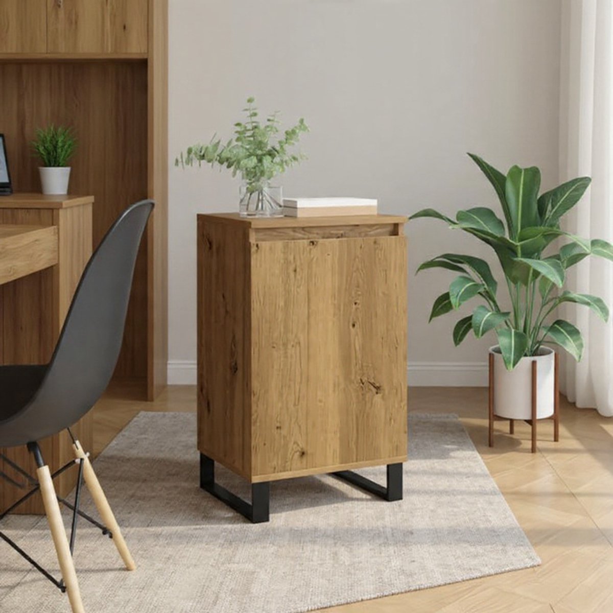 Artisan Dressoir – Modern Sideboard met Veel Opbergruimte, 2 Planken, Compacte Woonkamerkast, Multifunctionele Commode voor Woonkamer, Eetkamer of Kantoor – Artisan Eiken 40x35x70 cm novihome