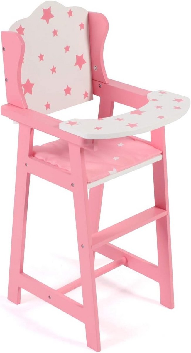 Poppenstoel voor poppen tot 46 cm - Roze sterren - Poppenmeubels en accessoires