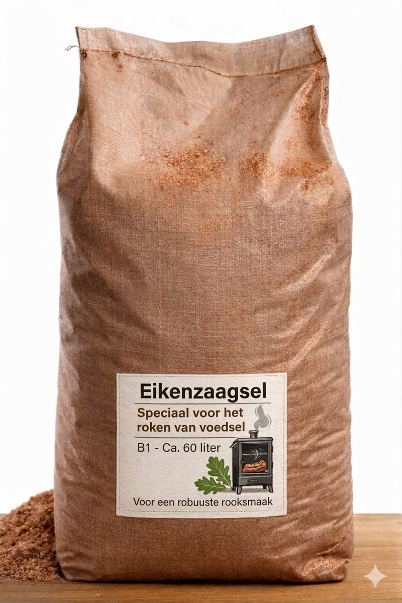 Eiken Rookmot BBQ – Fijne Rookmot voor Rookoven en Smoker – Ideaal voor Vis, Vlees en Kaas Roken 60 l / circa 15 kg