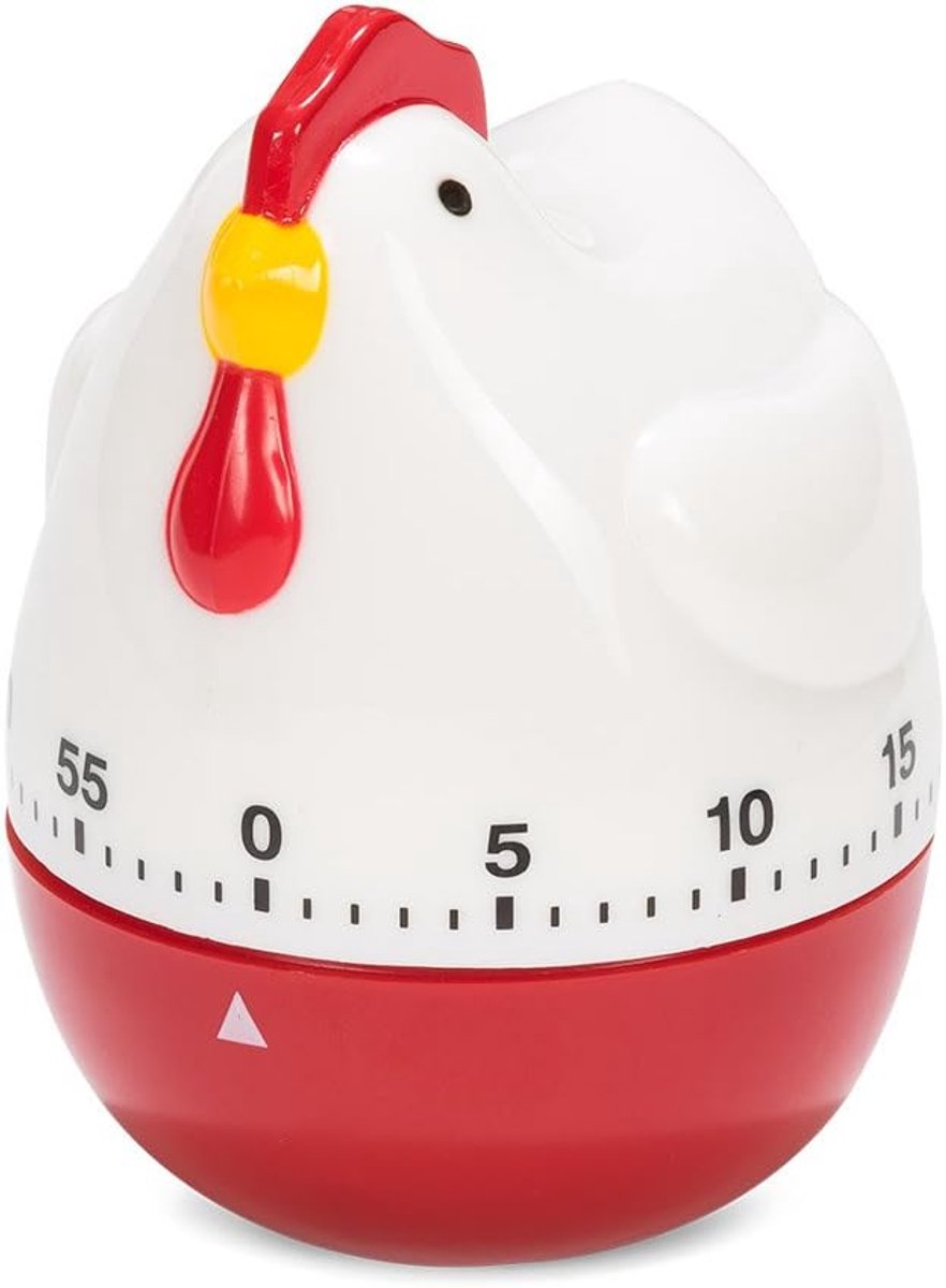 Mechanische keukentimer in de vorm van een kip met alarm en herinneringsfunctie
