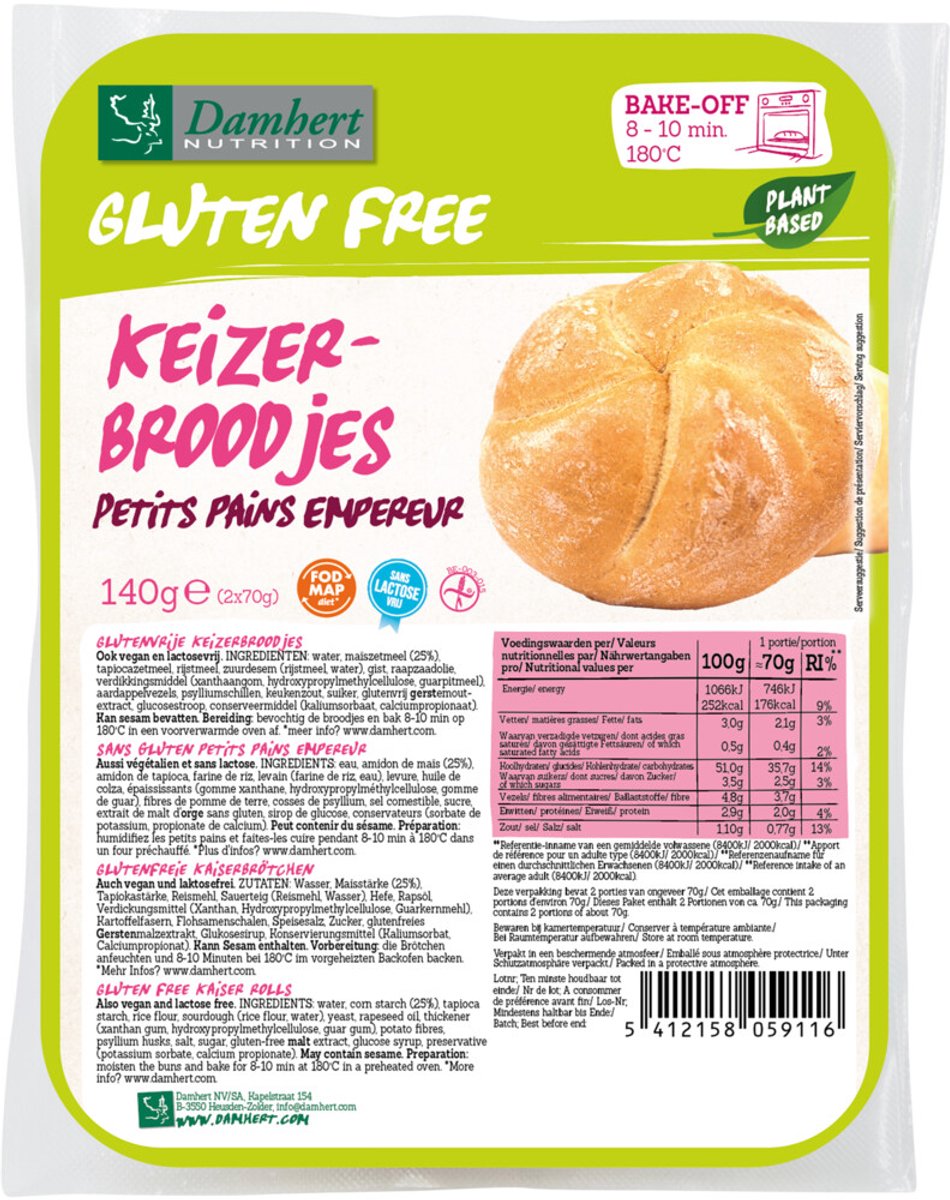 Damhert - Keizerbroodjes Glutenvrij - 3 x 140 gr - Voordeelverpakking