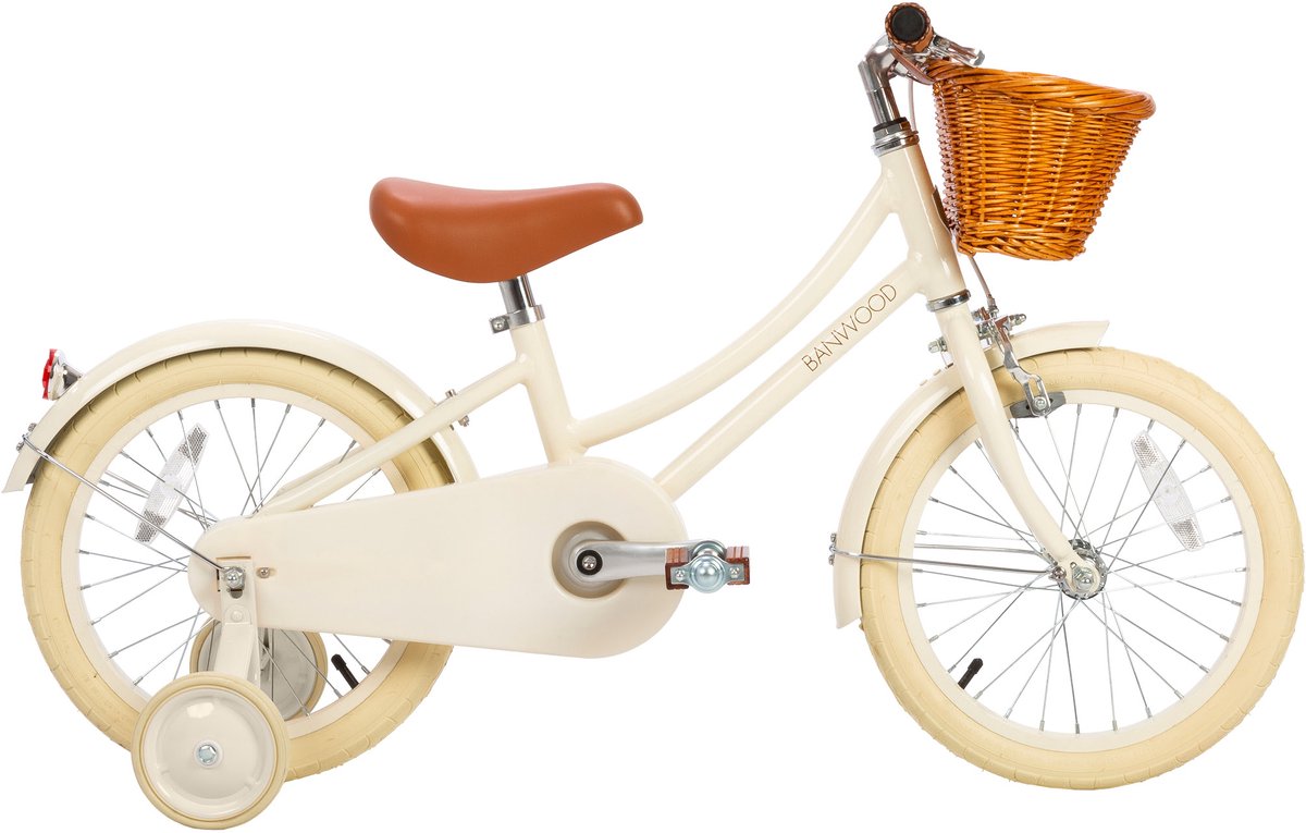 Banwood Classic kinderfiets 16 inch - met afneembare zijwieltjes - cream
