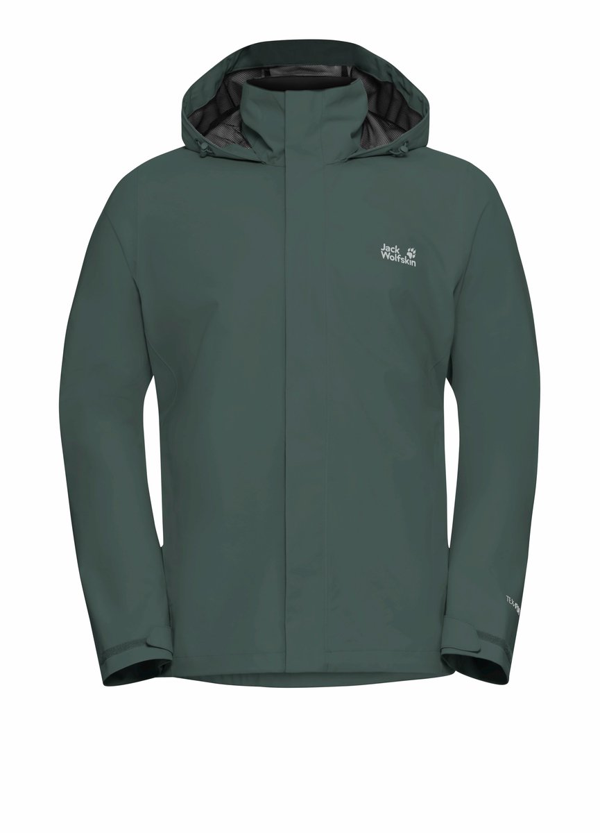 Jack Wolfskin Trailtime 2L Regenjas Heren Heren Waterdichte jas Sago Palm Antraciet