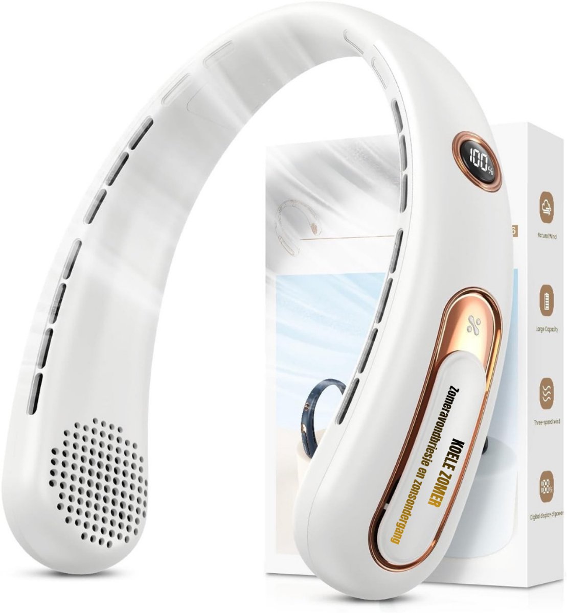 Nexvo® Nek Ventilator - Hals Ventilator - Mini Ventilator - 3 Standen - Wit - 16cm x 6cm x 22cm