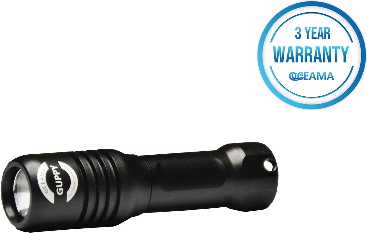Oceama Guppy - Duiklamp - Zaklamp voor onderwater - Oplaadbaar - LED 600 Lumen - Zwart