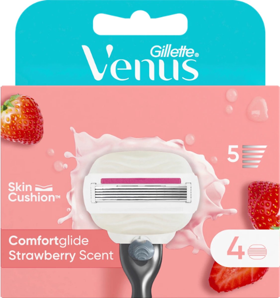 Gillette - Venus Comfortglide - Strawberry - Zoete geur en hydratatie - 4 Navulscheermesjes
