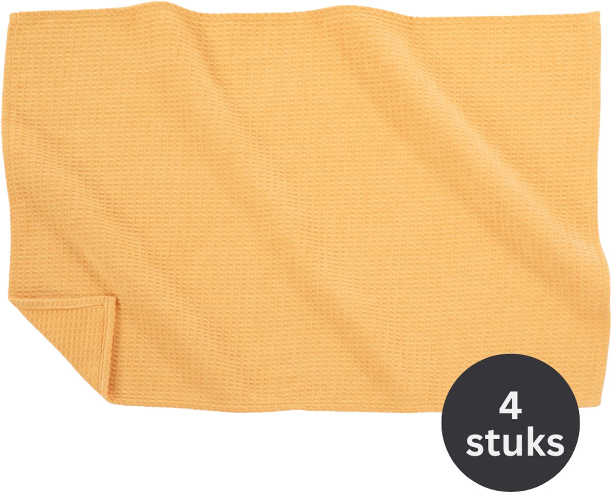 Tiseco - Theedoek SILO - SET/4 - handige ophanglus - 40x60 cm, geel