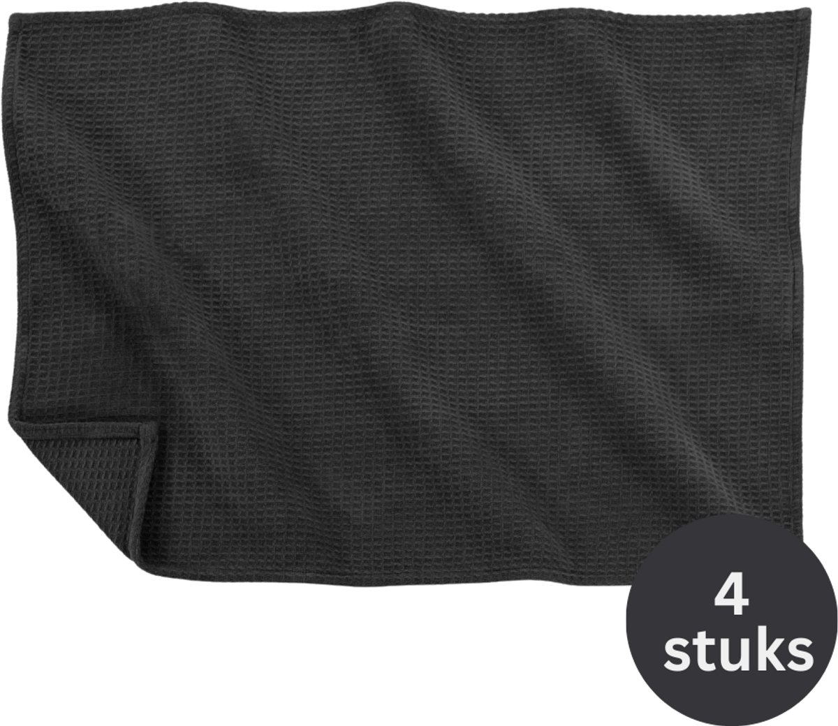Tiseco - Theedoek SILO - SET/4 - handige ophanglus - 40x60 cm, zwart